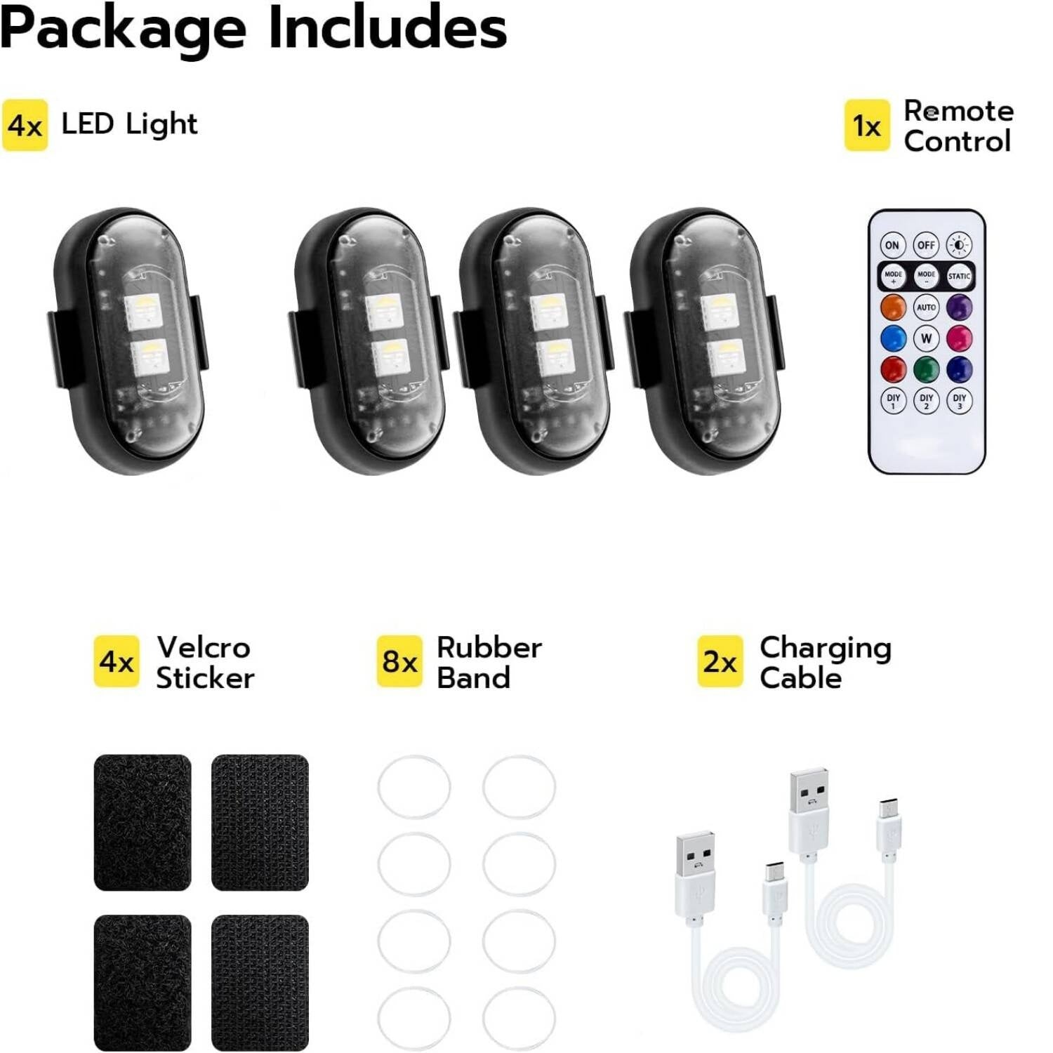 Wireless Car Interior LED Lights With Remote